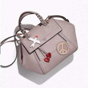 Tory Burch RARE Peace Half Moon Grey Satchel EUC
